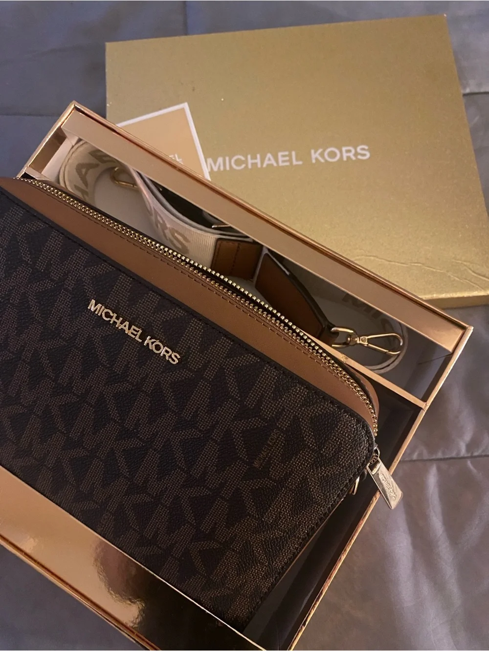 Michael Kors Black MK Monogram Crossbody Phone Case